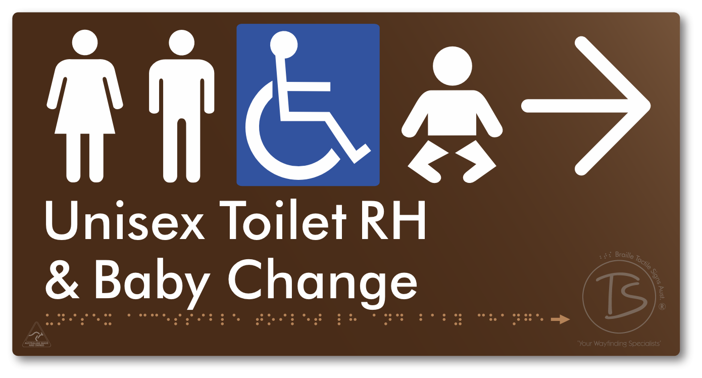 Unisex Accessible Toilet RH and Baby Change with Large Directional Arrow