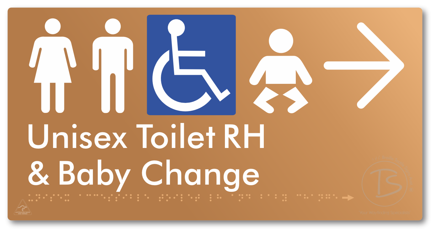 Unisex Accessible Toilet RH and Baby Change with Large Directional Arrow