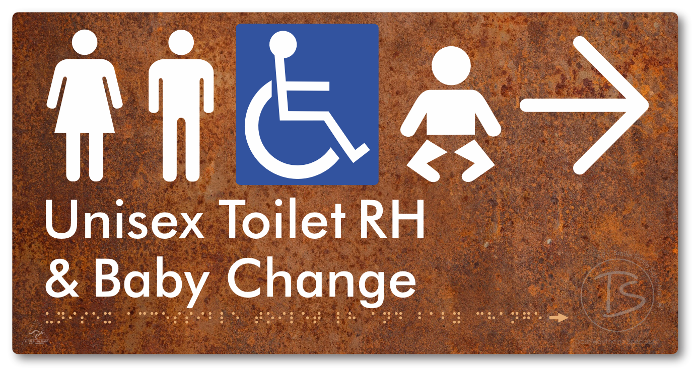 Unisex Accessible Toilet RH and Baby Change with Large Directional Arrow