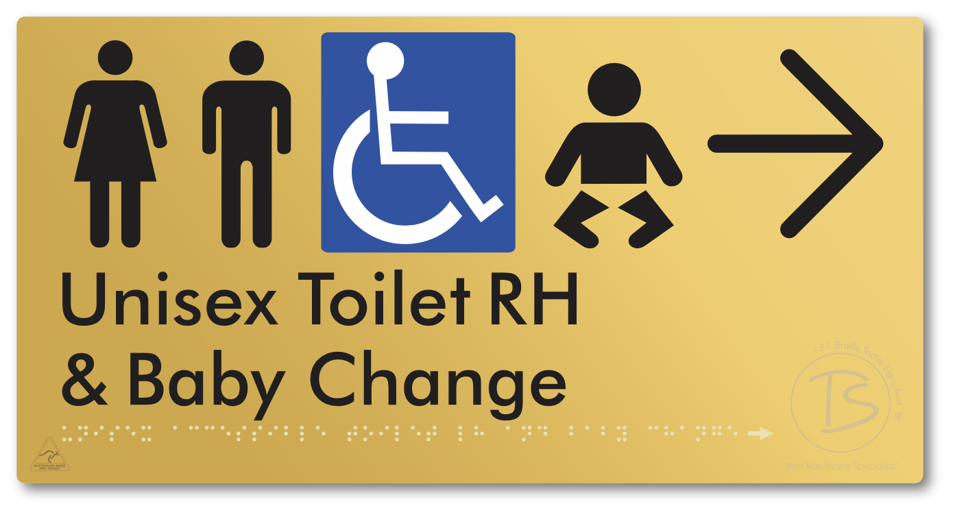 Unisex Accessible Toilet RH and Baby Change with Large Directional Arrow