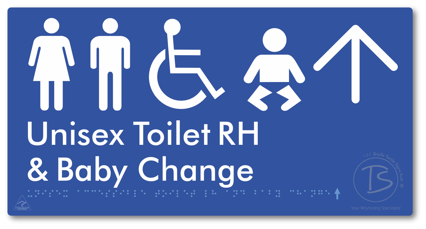 Unisex Accessible Toilet RH and Baby Change with Large Directional Arrow