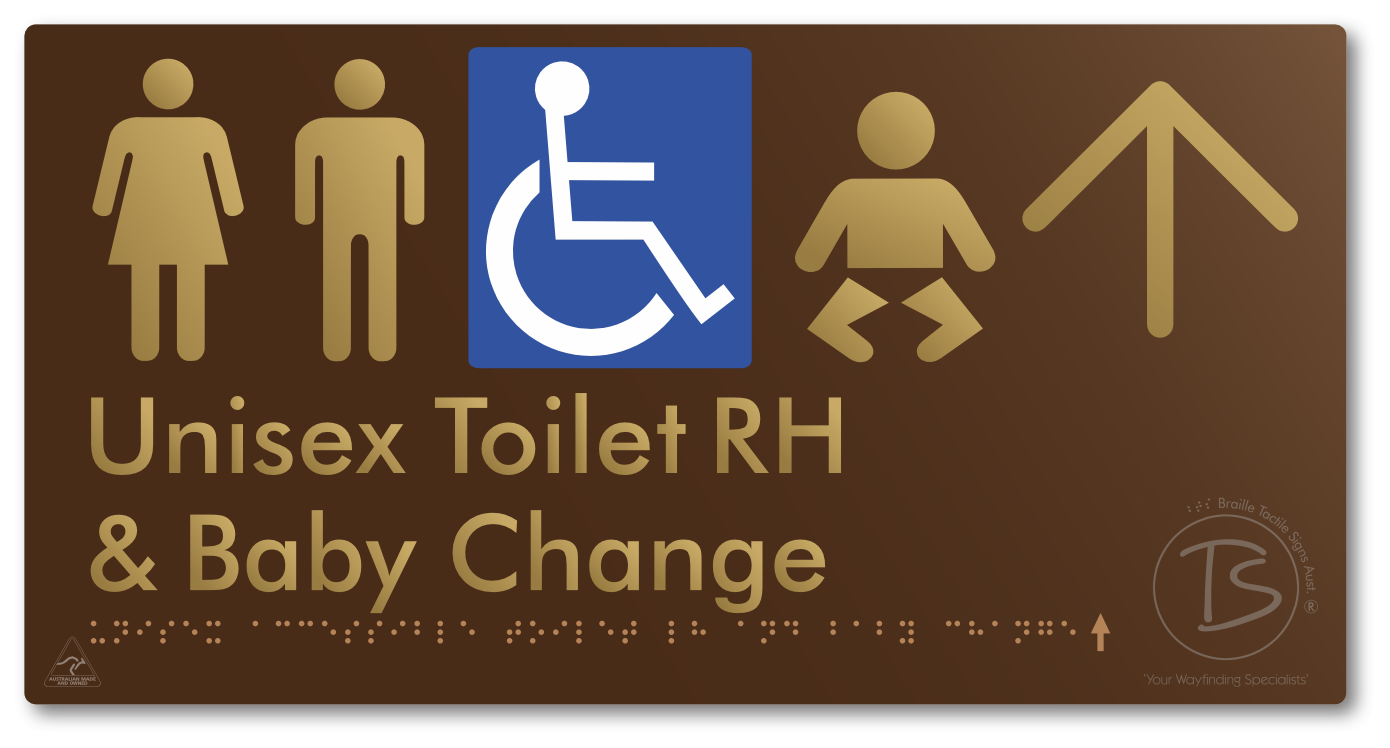 Unisex Accessible Toilet RH and Baby Change with Large Directional Arrow