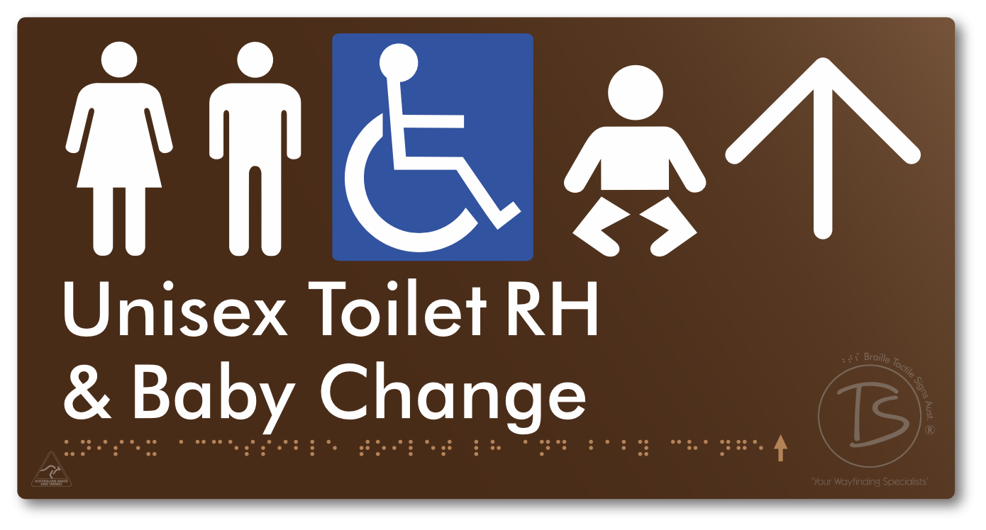 Unisex Accessible Toilet RH and Baby Change with Large Directional Arrow
