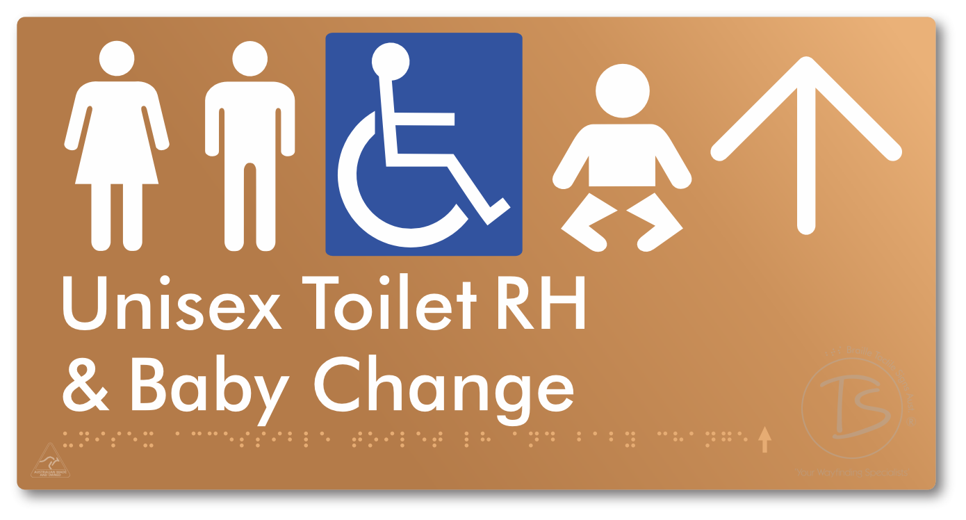 Unisex Accessible Toilet RH and Baby Change with Large Directional Arrow
