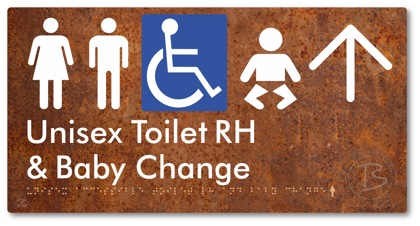 Unisex Accessible Toilet RH and Baby Change with Large Directional Arrow