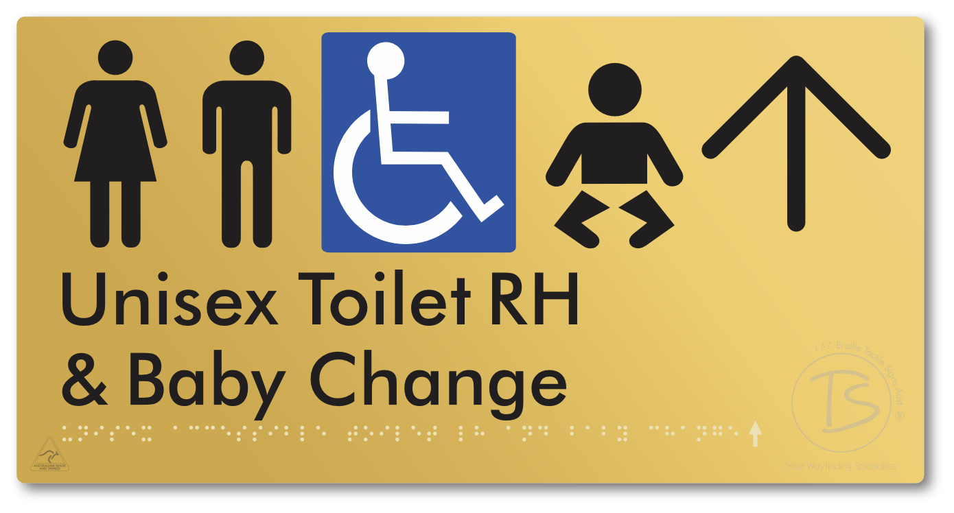 Unisex Accessible Toilet RH and Baby Change with Large Directional Arrow