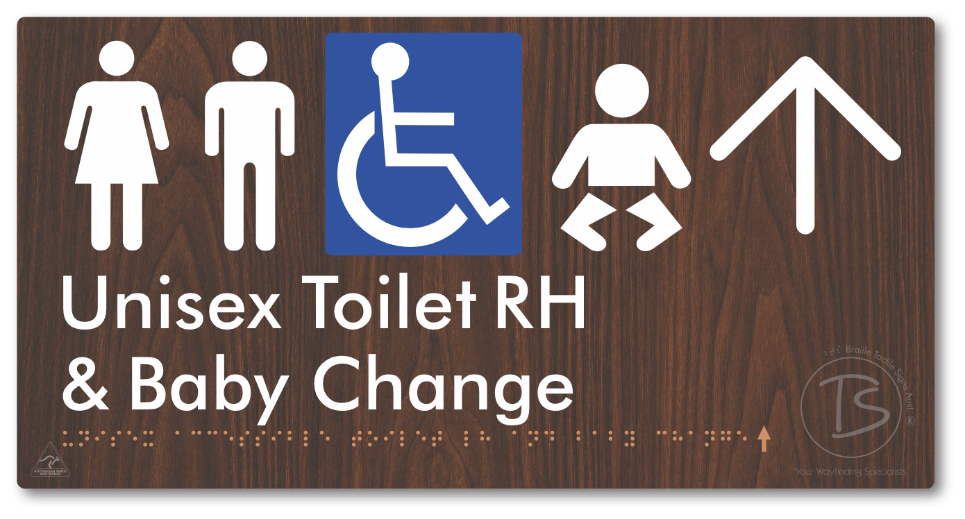 Unisex Accessible Toilet RH and Baby Change with Large Directional Arrow