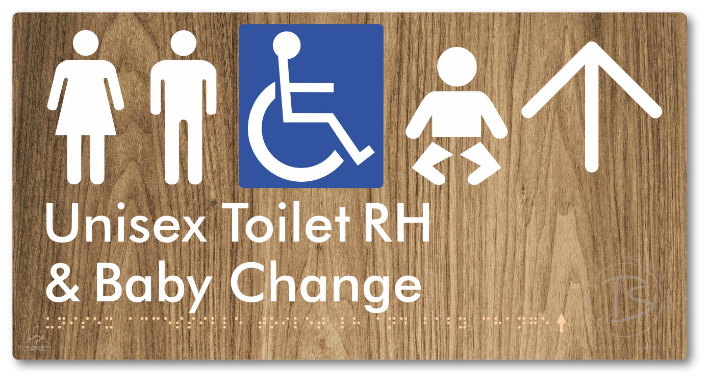 Unisex Accessible Toilet RH and Baby Change with Large Directional Arrow