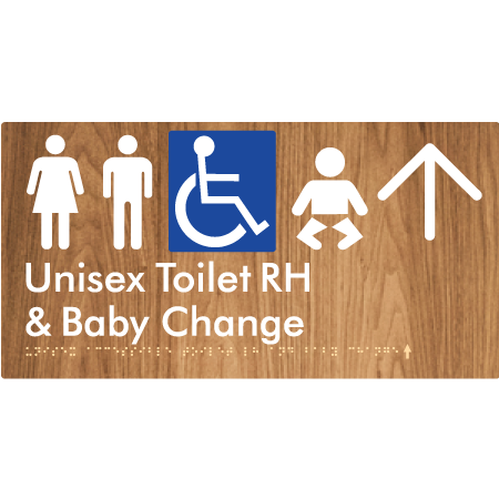 Unisex Accessible Toilet RH and Baby Change w/ Large Arrow: - Braille Tactile Signs Aust.