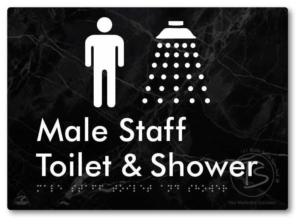Male Staff Toilet and Shower - Braille Tactile Signs Aust.