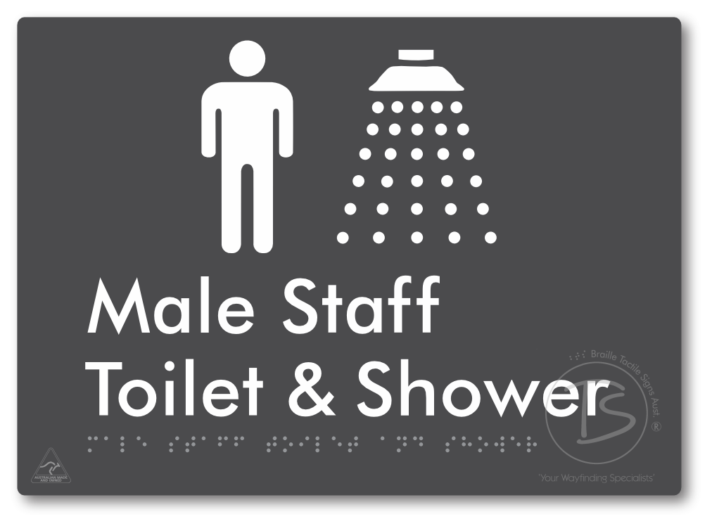 Male Staff Toilet and Shower - Braille Tactile Signs Aust.