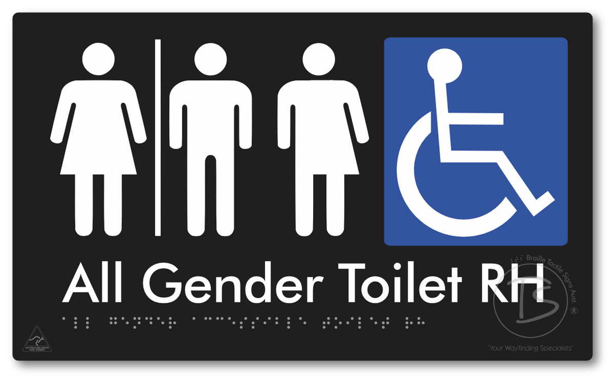 All Gender Accessible Toilet LH or RH with Air Lock - Braille Tactile Signs Aust.