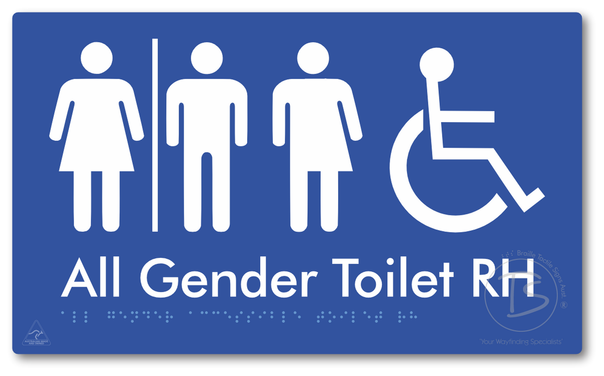 All Gender Accessible Toilet LH or RH with Air Lock - Braille Tactile Signs Aust.