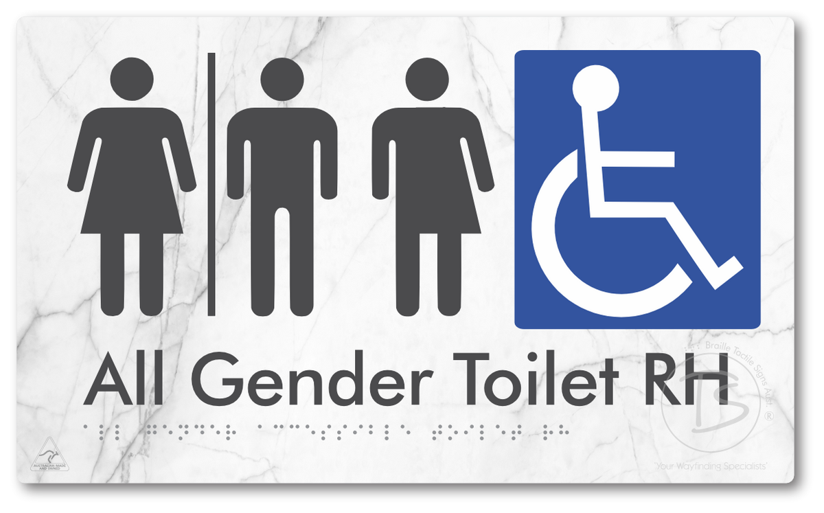 All Gender Accessible Toilet LH or RH with Air Lock - Braille Tactile Signs Aust.