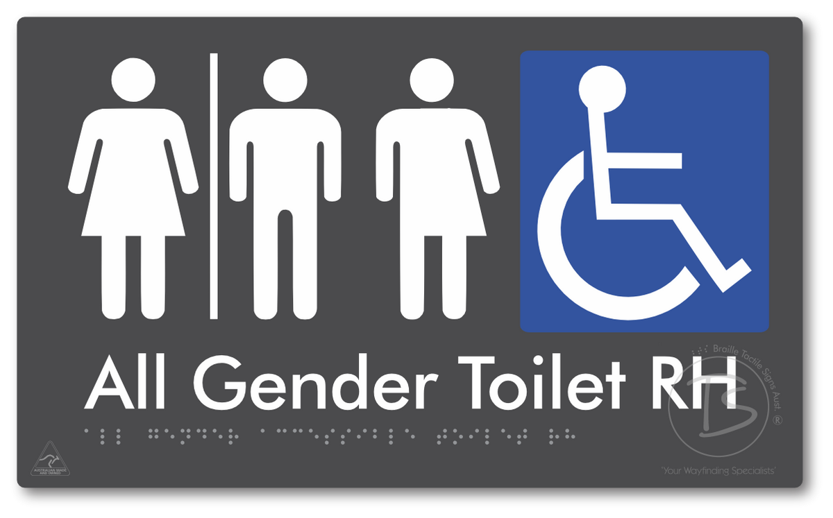 All Gender Accessible Toilet LH or RH with Air Lock - Braille Tactile Signs Aust.