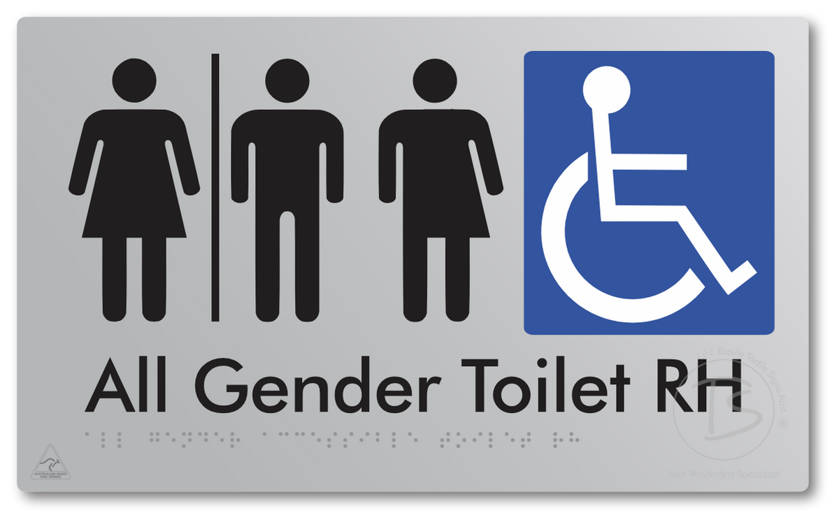 All Gender Accessible Toilet LH or RH with Air Lock - Braille Tactile Signs Aust.