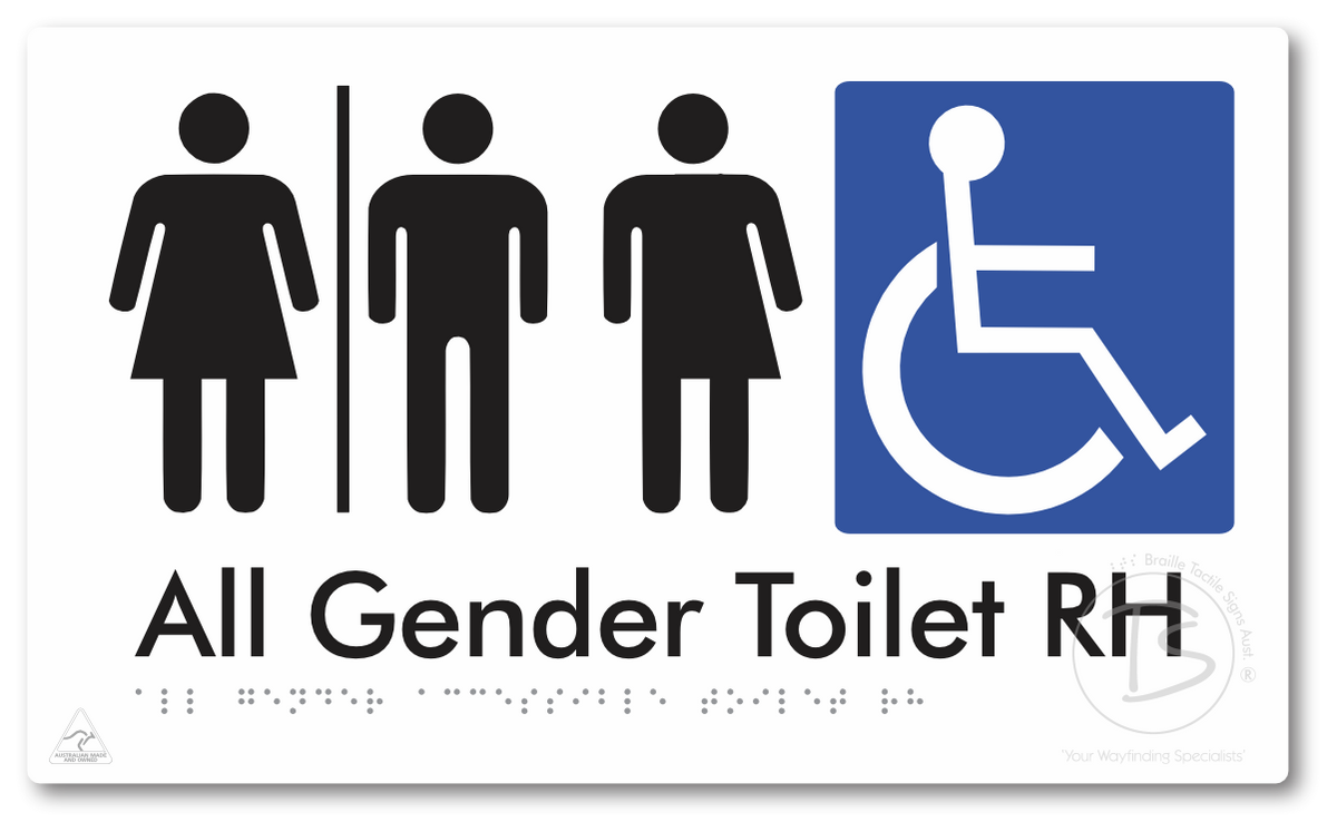 All Gender Accessible Toilet LH or RH with Air Lock - Braille Tactile Signs Aust.