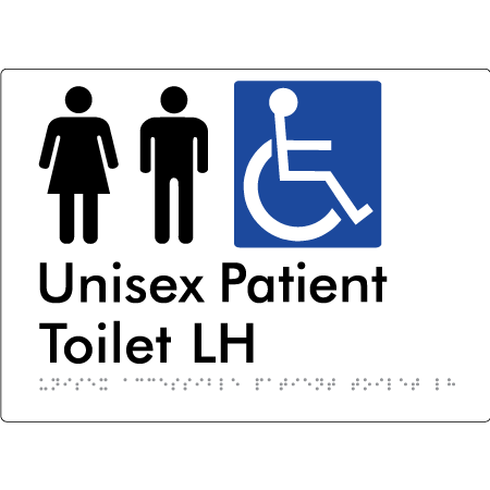 Unisex Accessible Patient Toilet LH - Braille Tactile Signs Aust.