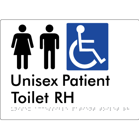 Unisex Accessible Patient Toilet RH - Braille Tactile Signs Aust.
