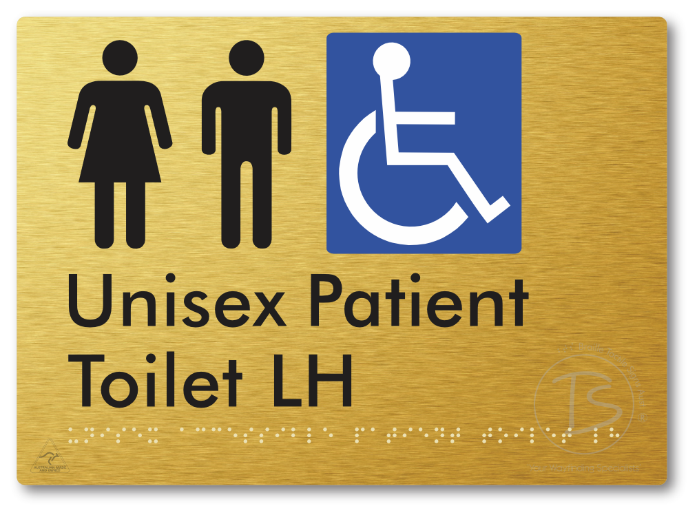 Unisex Accessible Patient Toilet LH - Braille Tactile Signs Aust.
