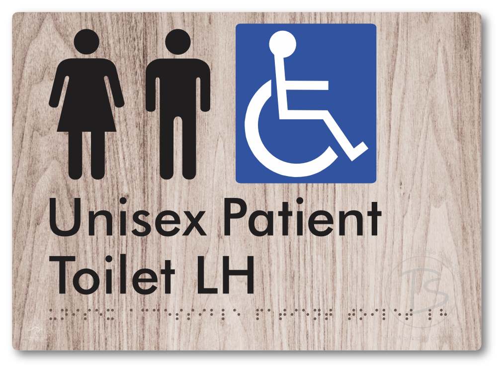 Unisex Accessible Patient Toilet LH - Braille Tactile Signs Aust.