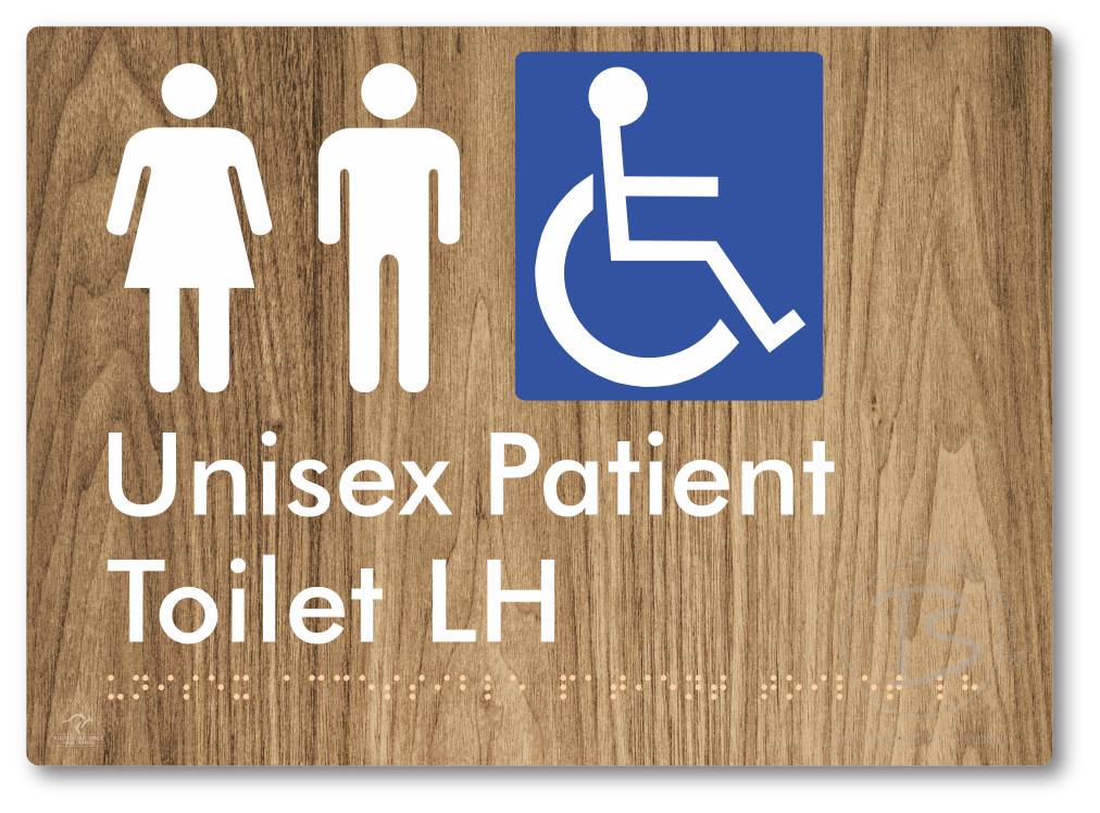 Unisex Accessible Patient Toilet LH - Braille Tactile Signs Aust.