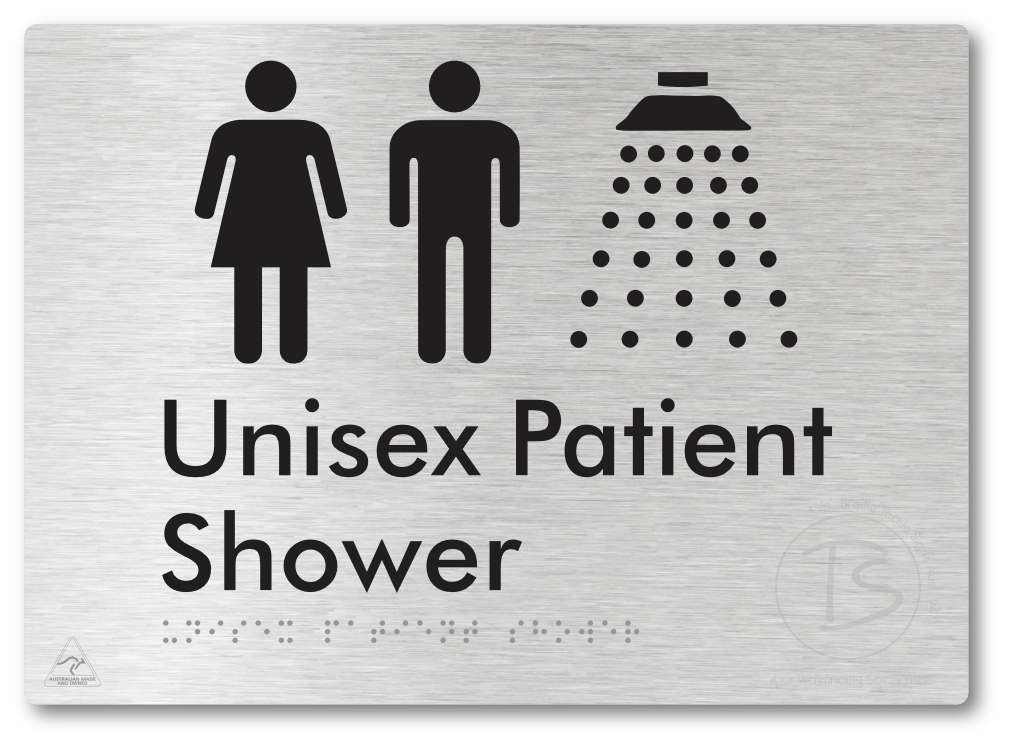 Unisex Patient Shower - Braille Tactile Signs Aust.