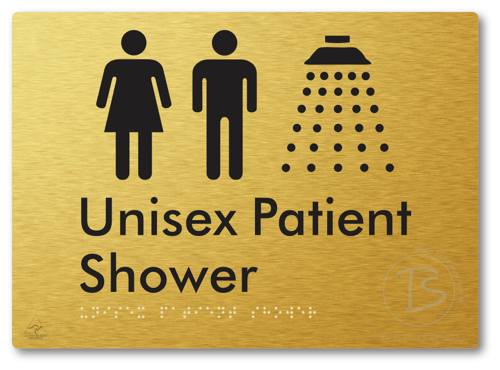 Unisex Patient Shower - Braille Tactile Signs Aust.