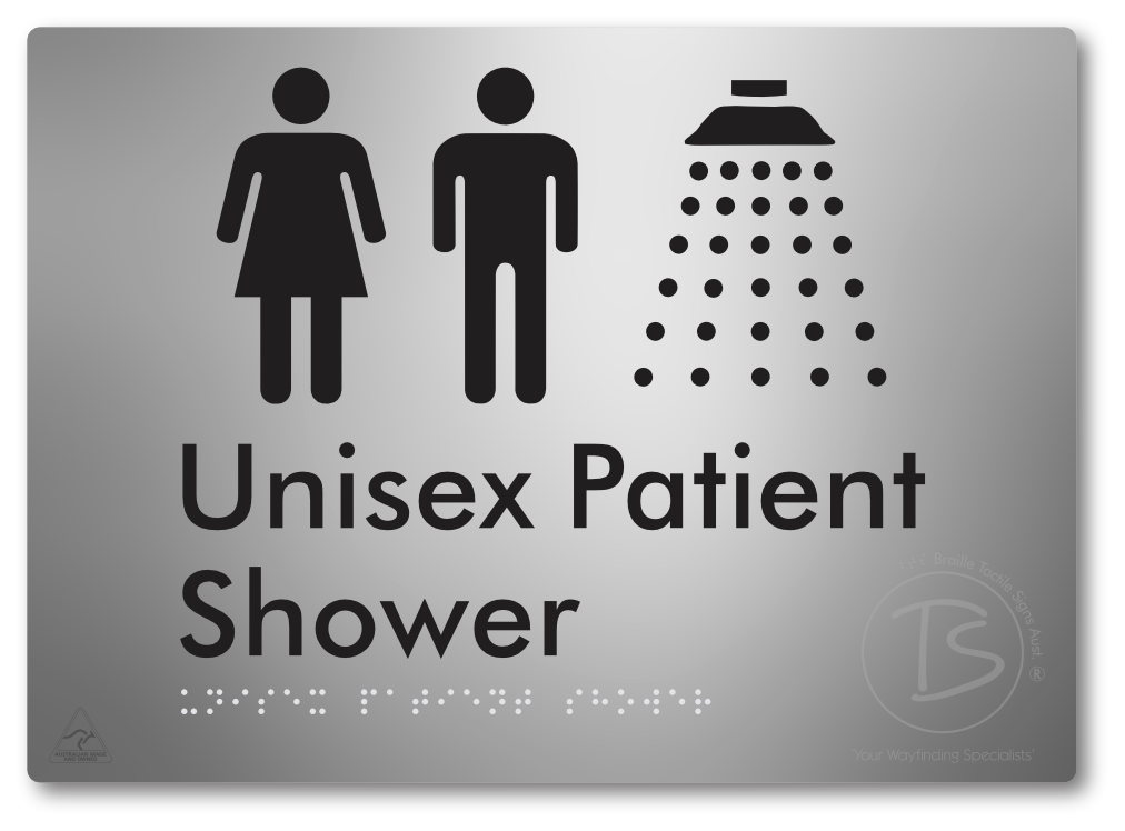 Unisex Patient Shower - Braille Tactile Signs Aust.