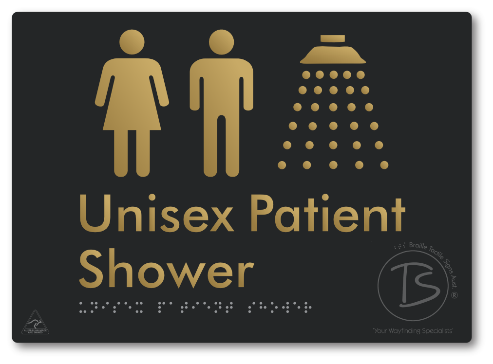 Unisex Patient Shower - Braille Tactile Signs Aust.