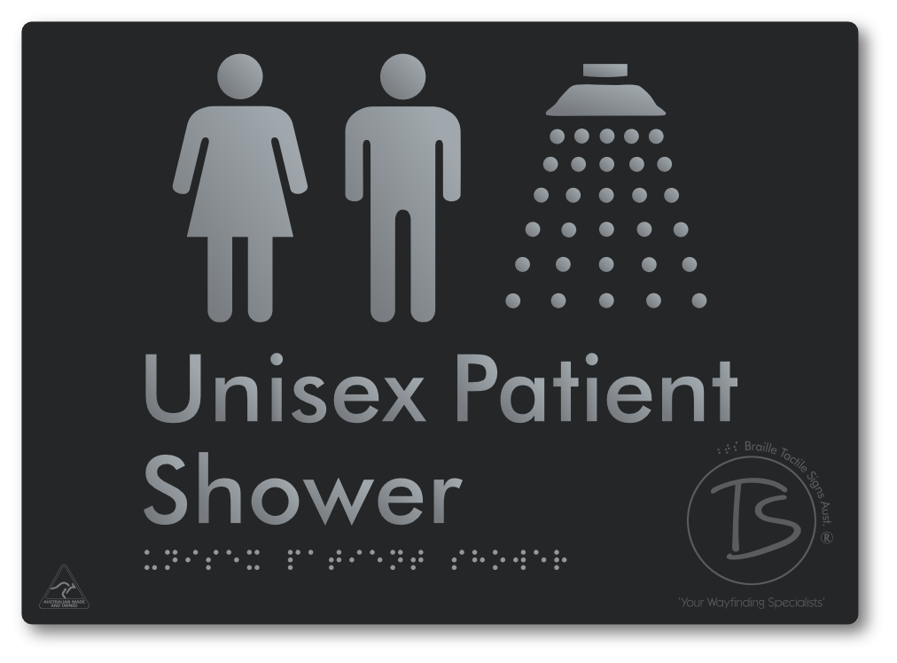 Unisex Patient Shower - Braille Tactile Signs Aust.