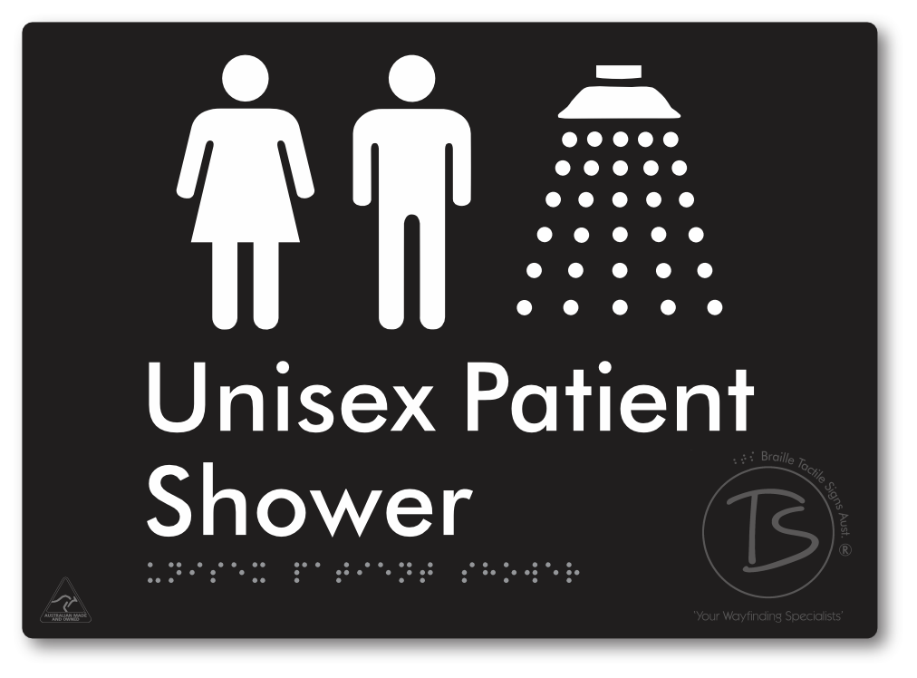 Unisex Patient Shower - Braille Tactile Signs Aust.