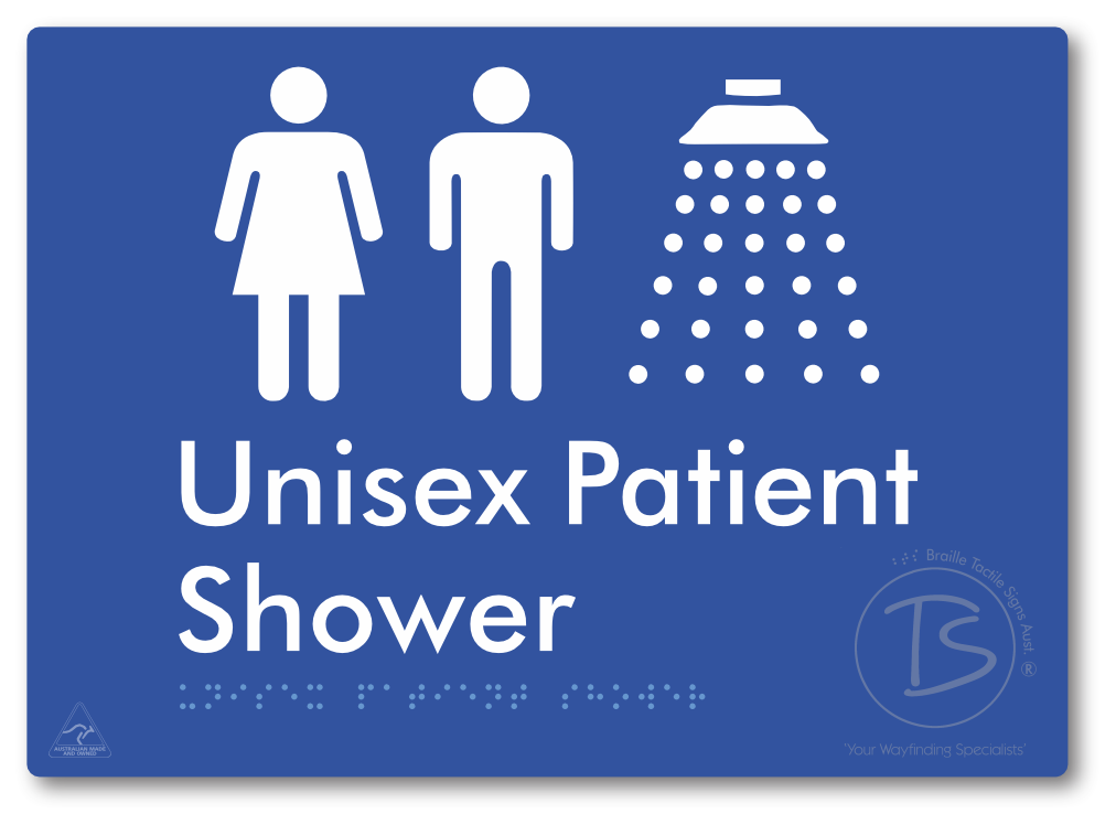 Unisex Patient Shower - Braille Tactile Signs Aust.