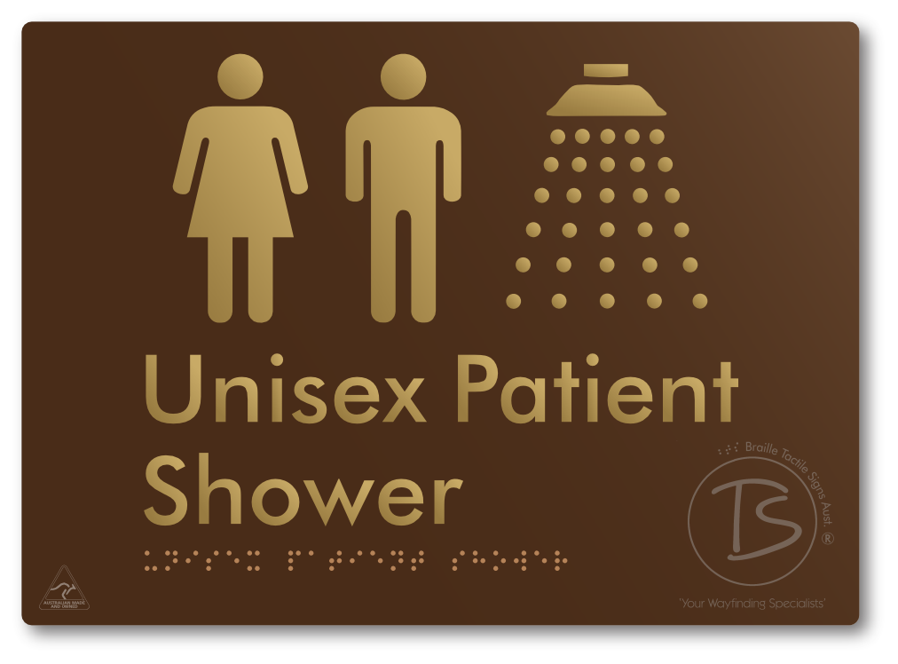 Unisex Patient Shower - Braille Tactile Signs Aust.
