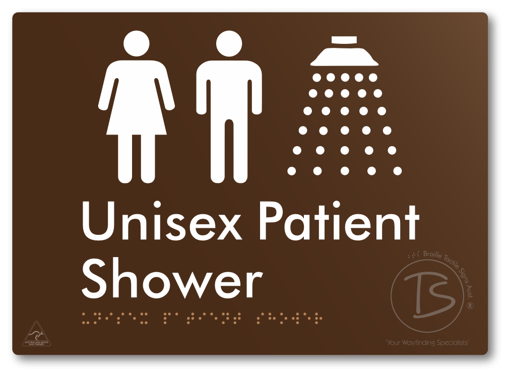 Unisex Patient Shower - Braille Tactile Signs Aust.