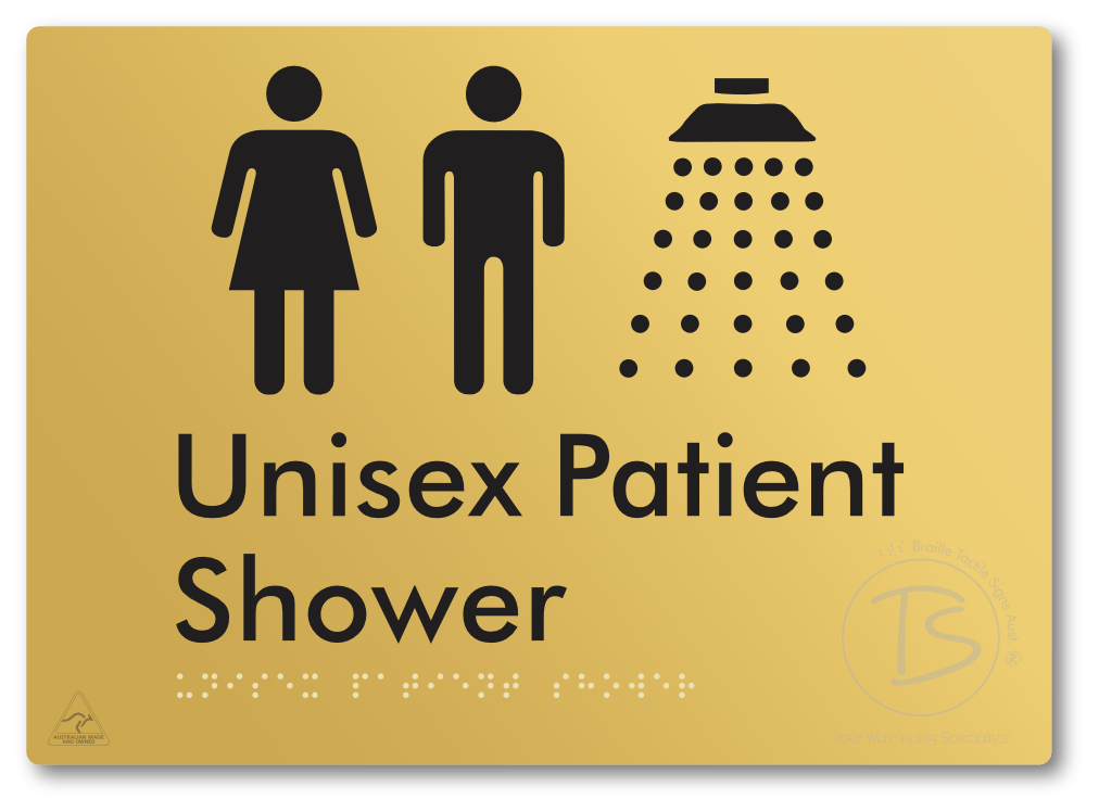 Unisex Patient Shower - Braille Tactile Signs Aust.