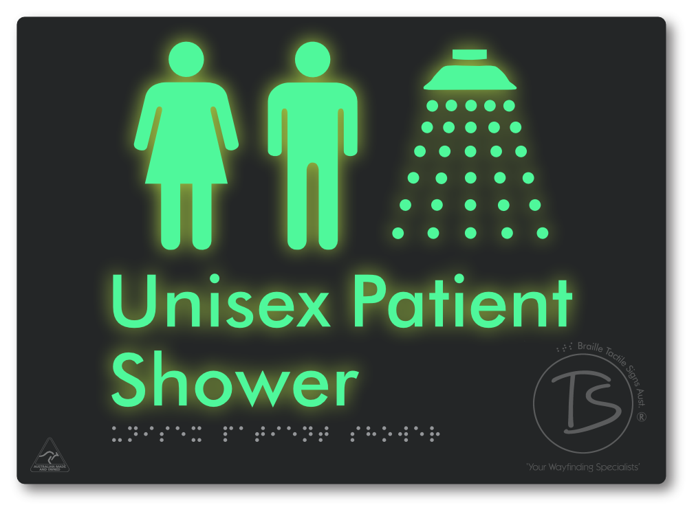 Unisex Patient Shower - Braille Tactile Signs Aust.