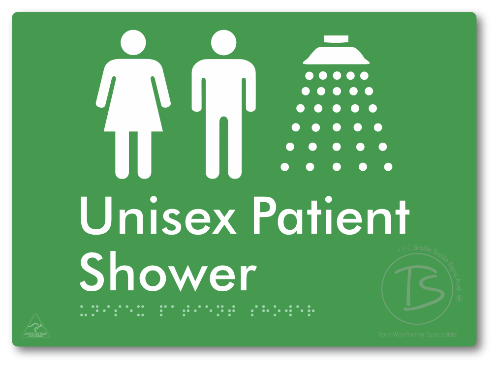 Unisex Patient Shower - Braille Tactile Signs Aust.