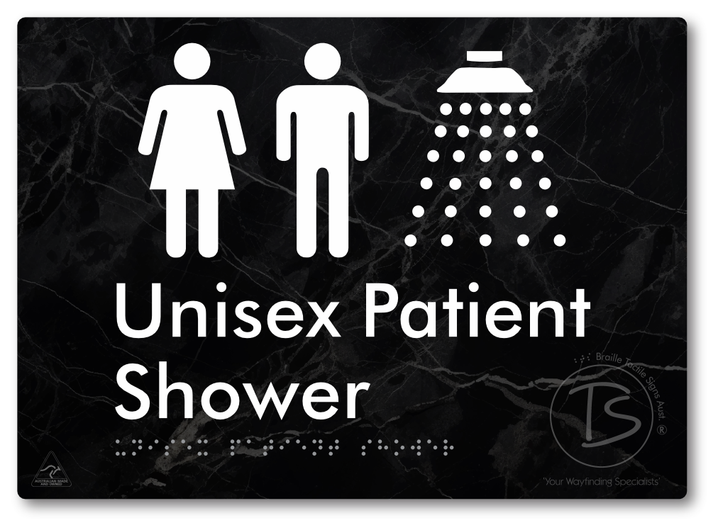 Unisex Patient Shower - Braille Tactile Signs Aust.