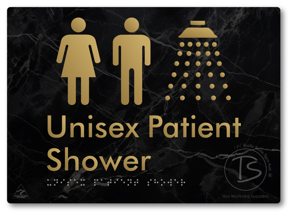 Unisex Patient Shower - Braille Tactile Signs Aust.