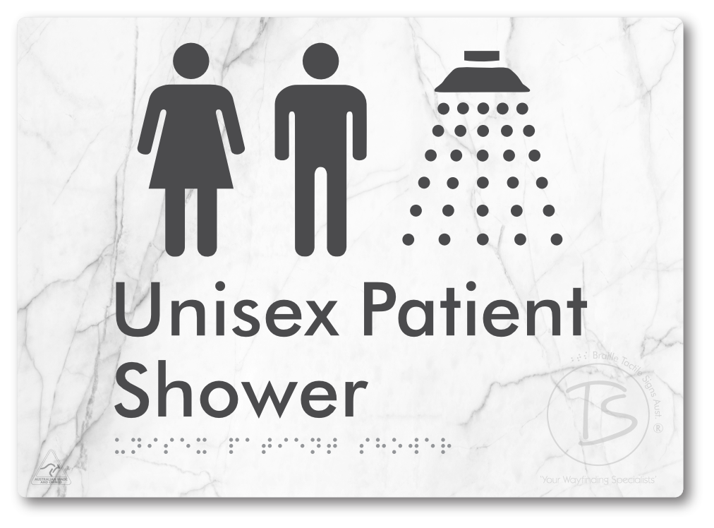 Unisex Patient Shower - Braille Tactile Signs Aust.