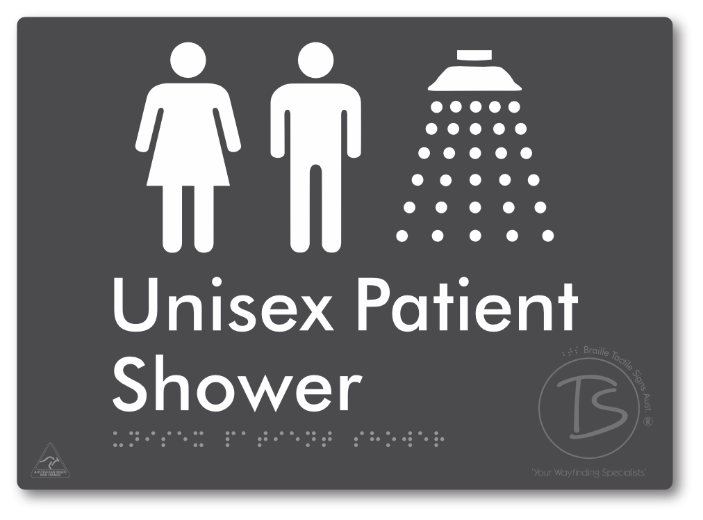 Unisex Patient Shower - Braille Tactile Signs Aust.