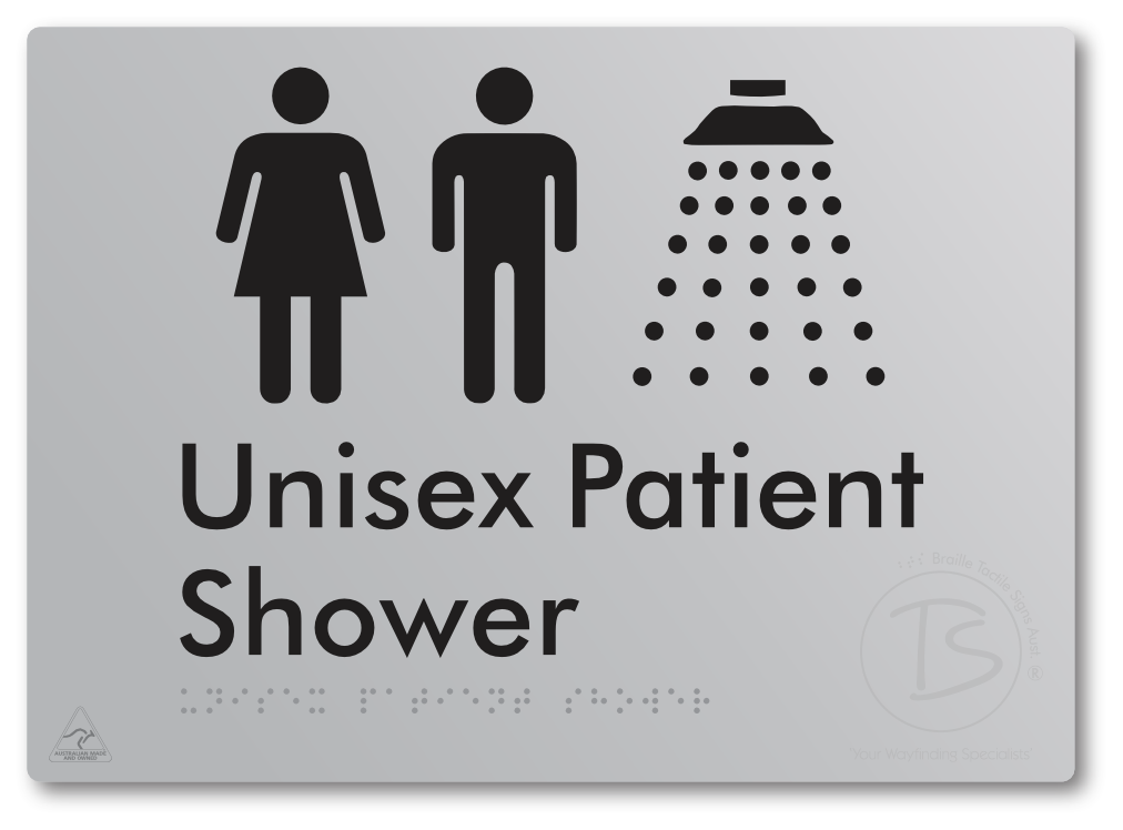Unisex Patient Shower - Braille Tactile Signs Aust.