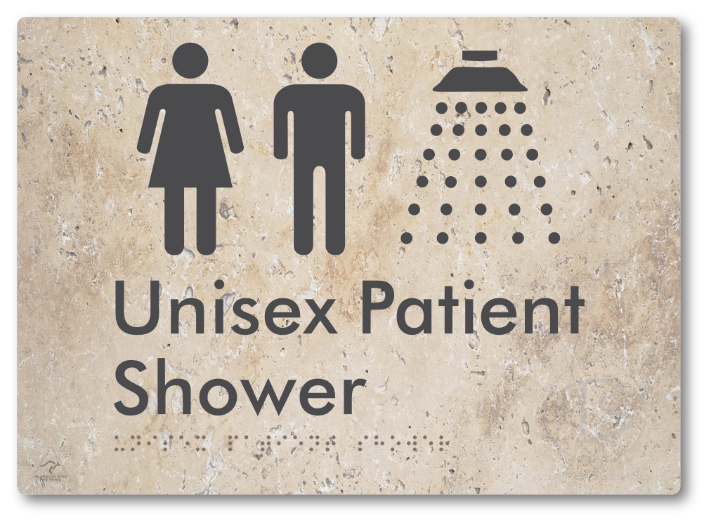 Unisex Patient Shower - Braille Tactile Signs Aust.