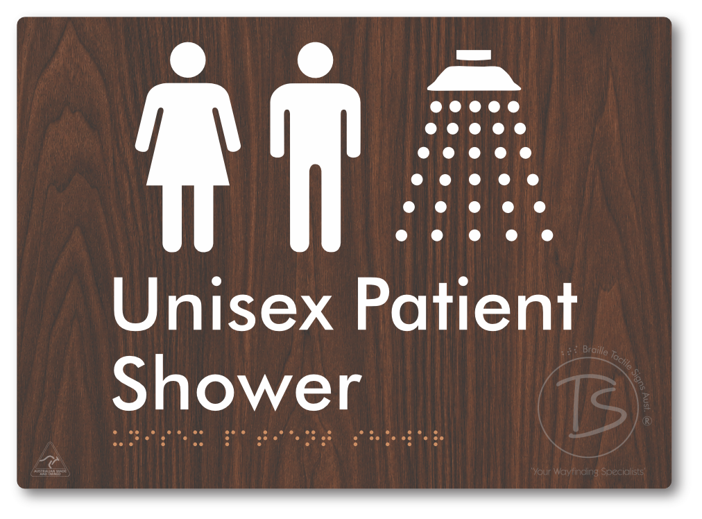 Unisex Patient Shower - Braille Tactile Signs Aust.