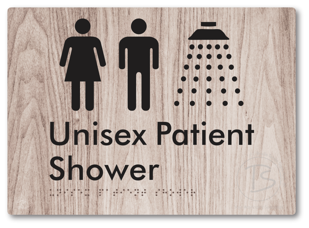 Unisex Patient Shower - Braille Tactile Signs Aust.