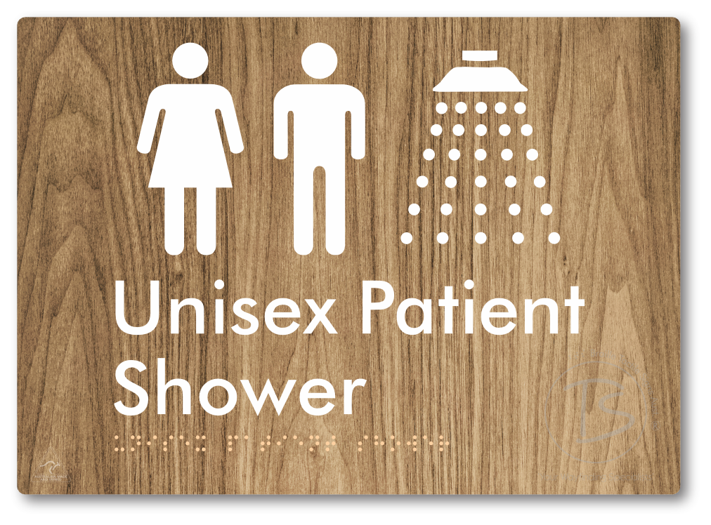 Unisex Patient Shower - Braille Tactile Signs Aust.