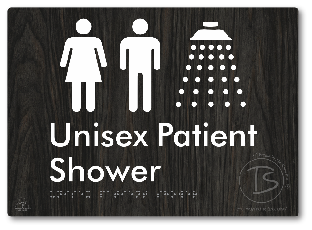 Unisex Patient Shower - Braille Tactile Signs Aust.