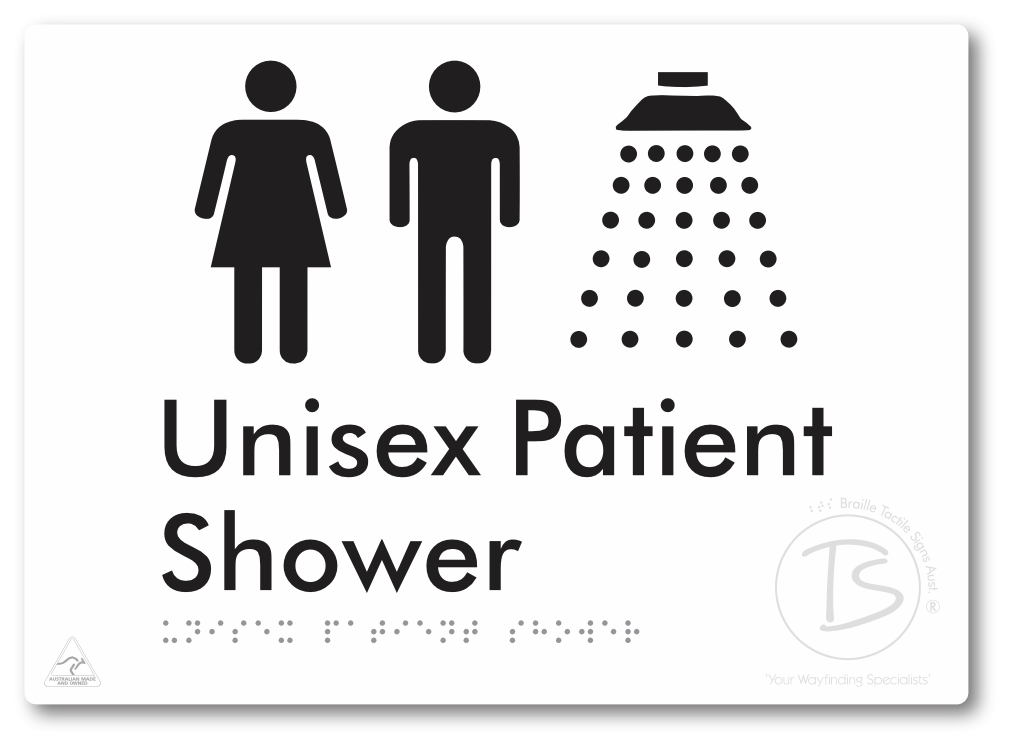 Unisex Patient Shower - Braille Tactile Signs Aust.