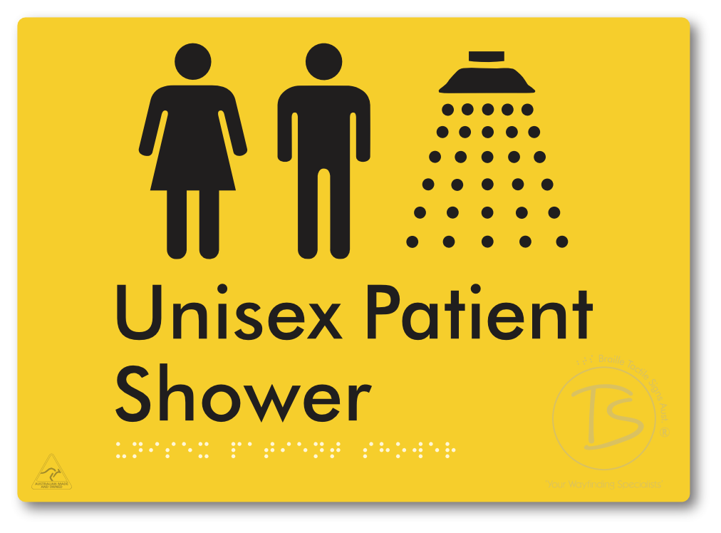 Unisex Patient Shower - Braille Tactile Signs Aust.